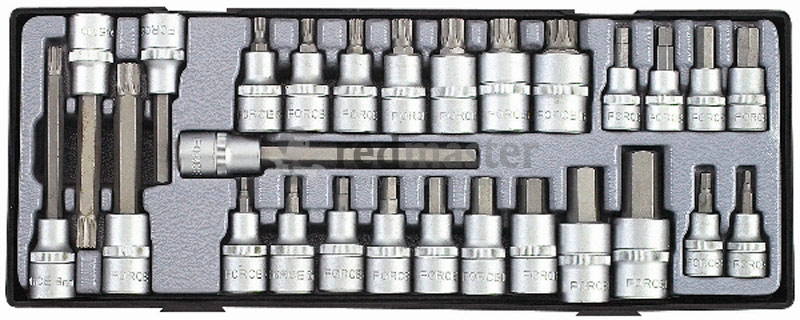 Набор головок бит HEX, SPLINE, 28 пр, 3/8", 1/2" Force T4281