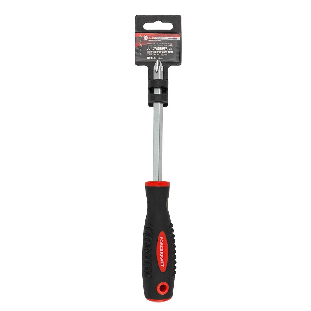 Отвертка крестовая магнитная "Profi" S2 PH3.0х125мм, FORCEKRAFT FK-70130125