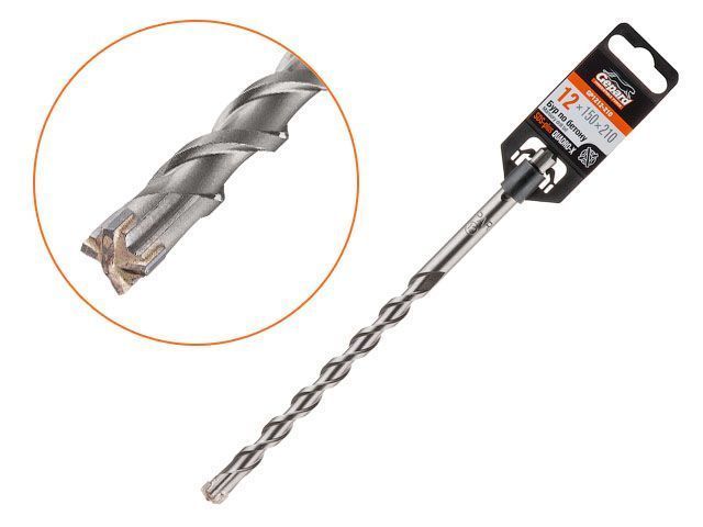 12х150х210 мм бур (сверло) SDS-plus QUADRO-X (бур по бетону, крестовая пластина) GEPARD GP1212-210