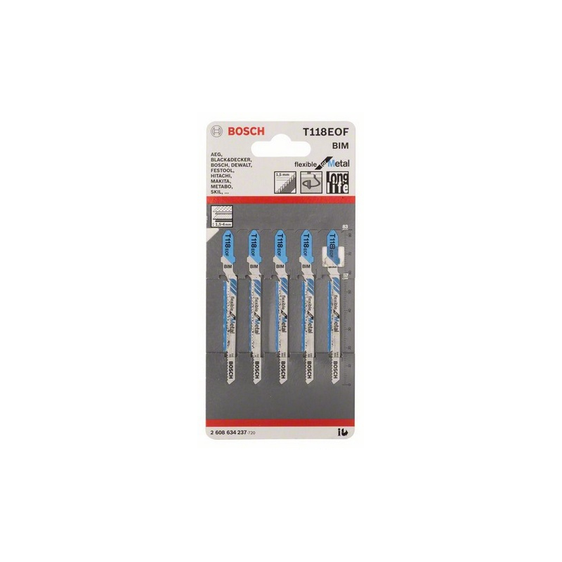 Пилка для лобзика T 118 EOF Flexible for Metal (5 шт) BOSCH 2.608.634.237