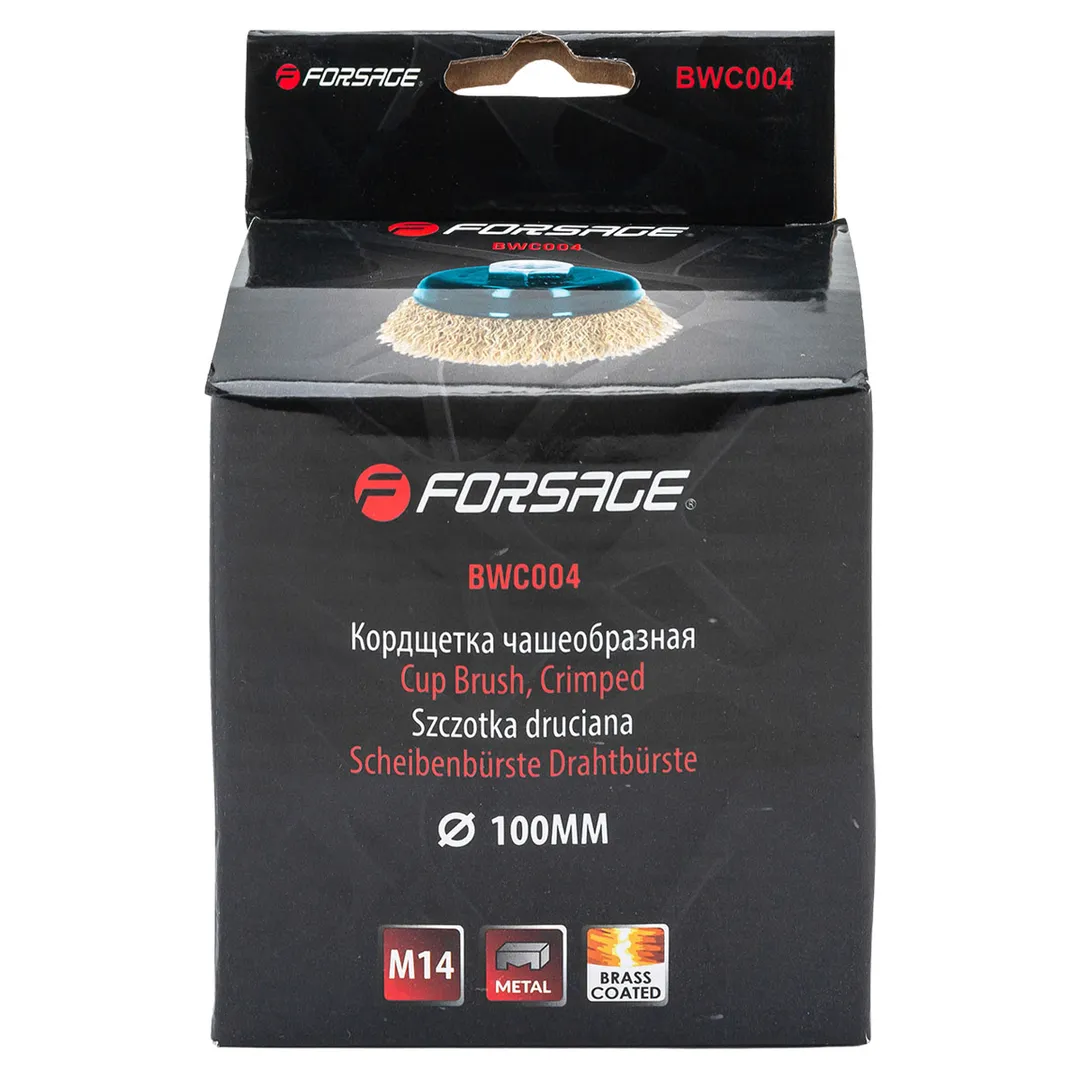 Кордщетка чашеобразная латунная для УШМ 100мм Forsage F-BWC004