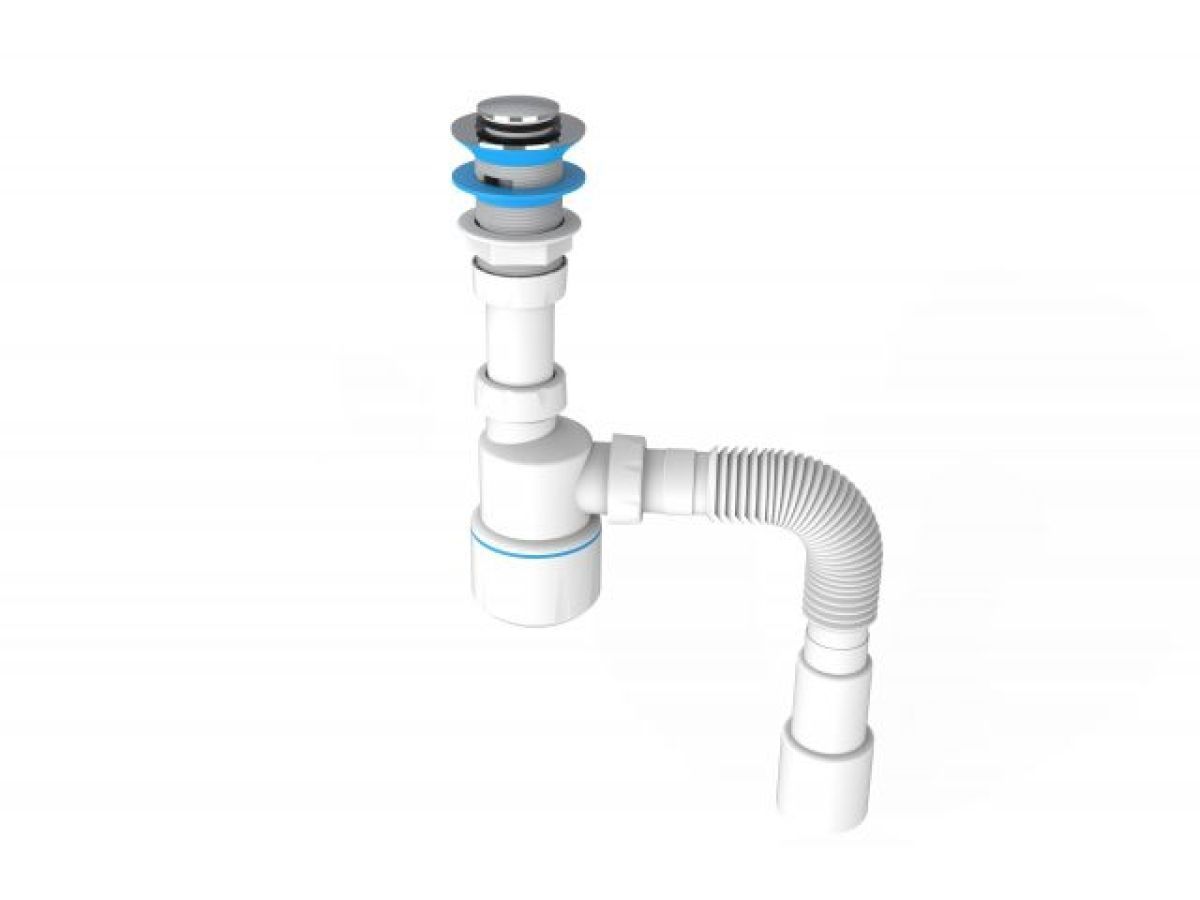 Сифон для умывальника, click-clack, гайка 32 mm, с гибк. труб. 1 1/4"- 40/50mm AV Engineering AVE129747
