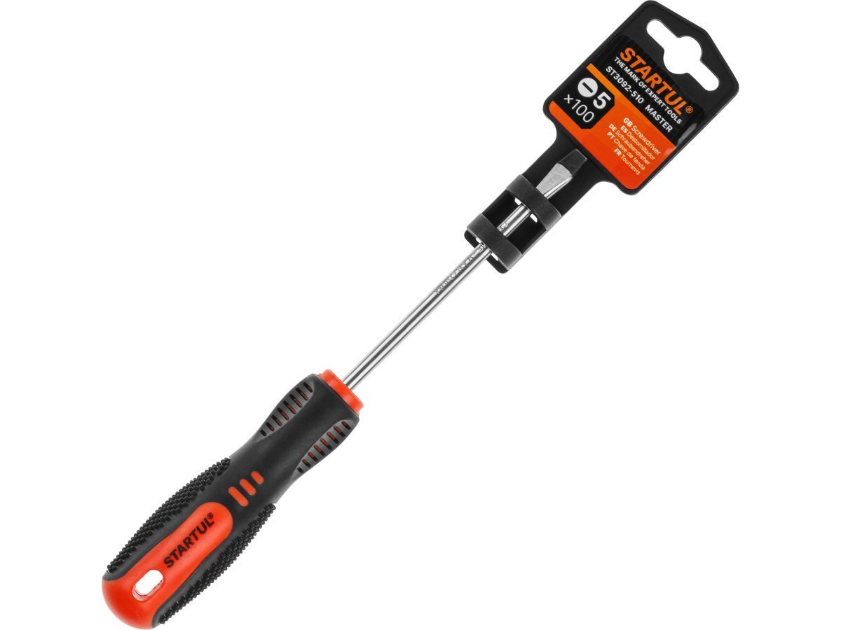 Отвертка "-" 5,0х100мм SL MASTER (ST3092-510) (шлицевая Slotted, двухкомп. рукоятка Anti-Slip) STARTUL ST3092-510