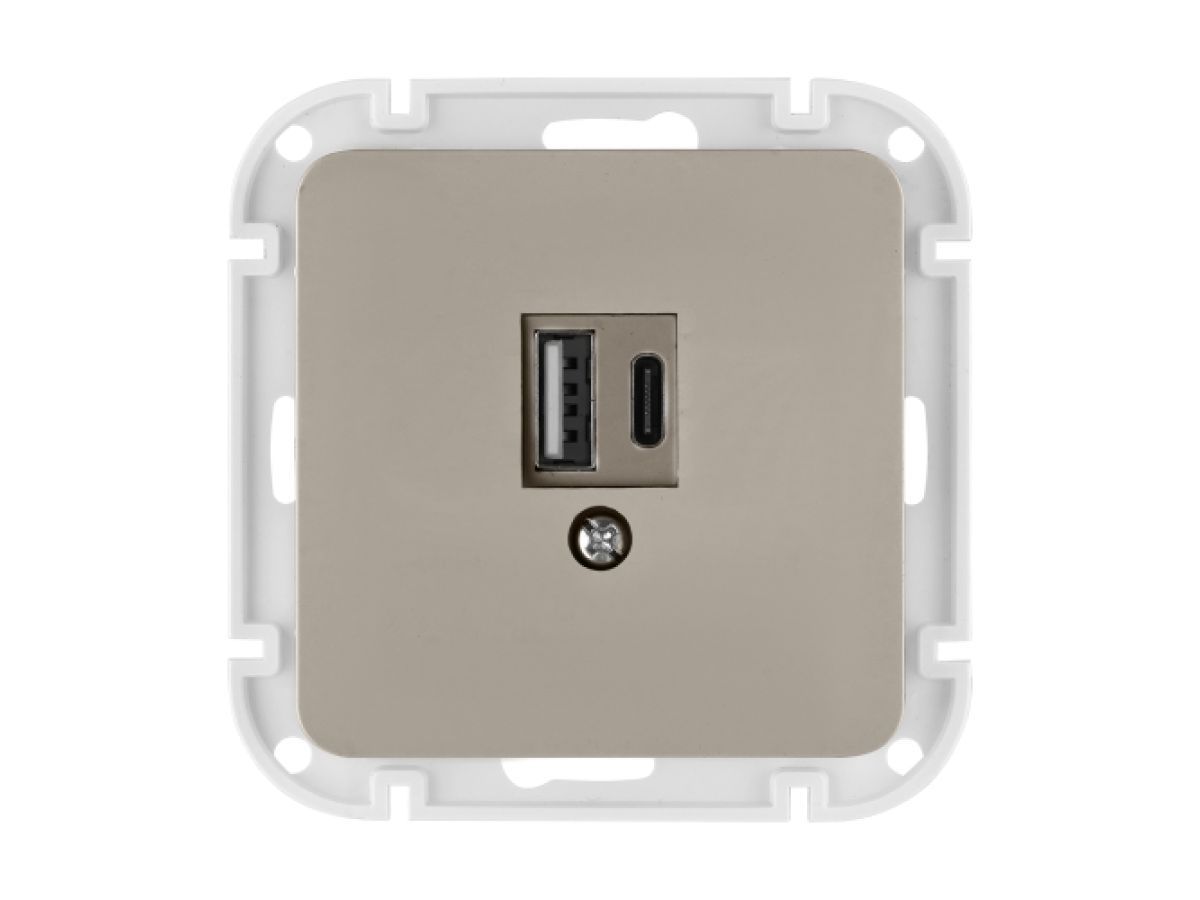 Розетка с двумя USB-разъемами (узел, скрытая) песочная, Astrum BYLECTRICA РП5-6561 песочн
