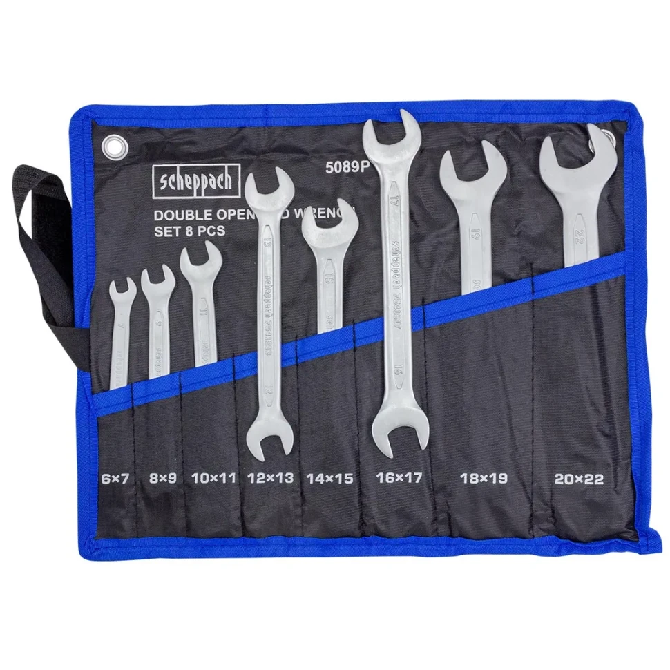 Ключи рожковые, набор 8пр. (6х7, 8х9, 10х11, 12х13, 14х15, 16х17, 18х19, 20х22мм) Scheppach Sch-5089P