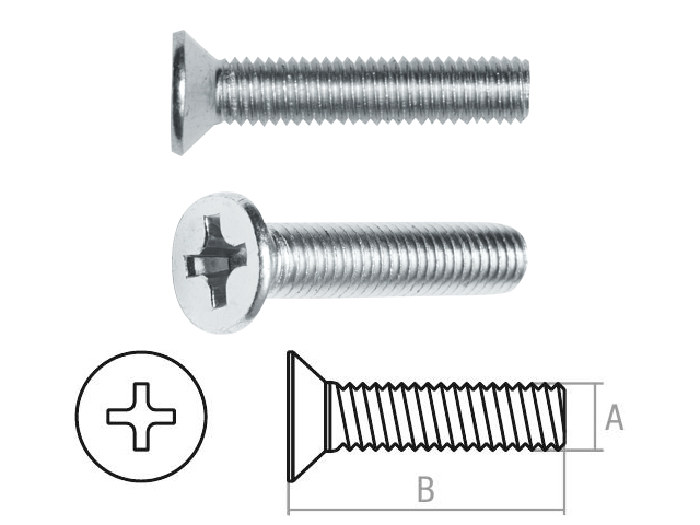 Винт М3х8 mm потайная головка, цинк, класс прочности 5.8, DIN 965 (100 шт)  ...STARFIX SMZ1-45814-100