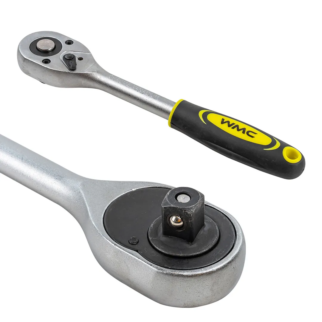 Трещотка реверсивная с резиновой ручкой 1/2''(L-240мм, 24зуб) WMC TOOLS WMC-80245(80244)