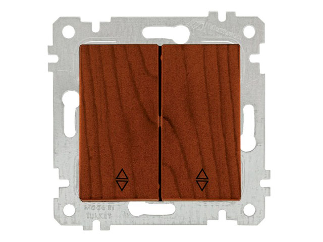 Выключатель проходной 2-клав. (скрытый, без рамки, винт. зажим) вишня, RITA (10 A, 250 V, IP 20) MUTLUSAN 2200 404 0256