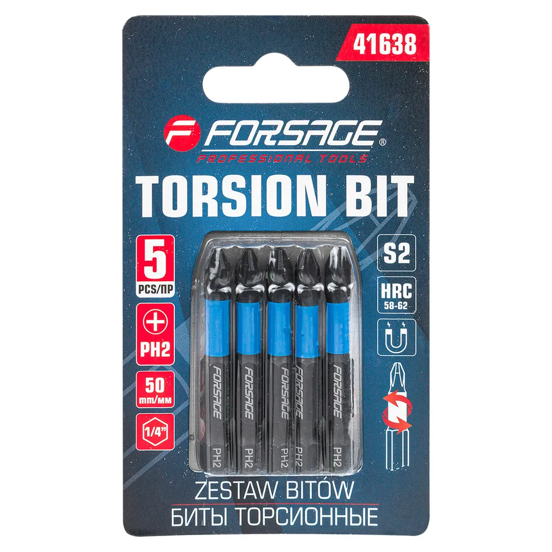 Биты торсионные, набор 5пр.  Forsage F-41638