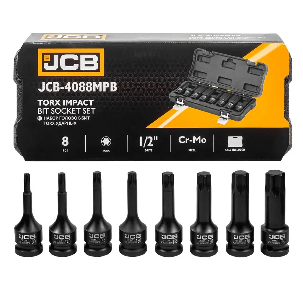 Набор головок-бит TORX ударных 8пр. 1/2" JCB JCB-4088MPB