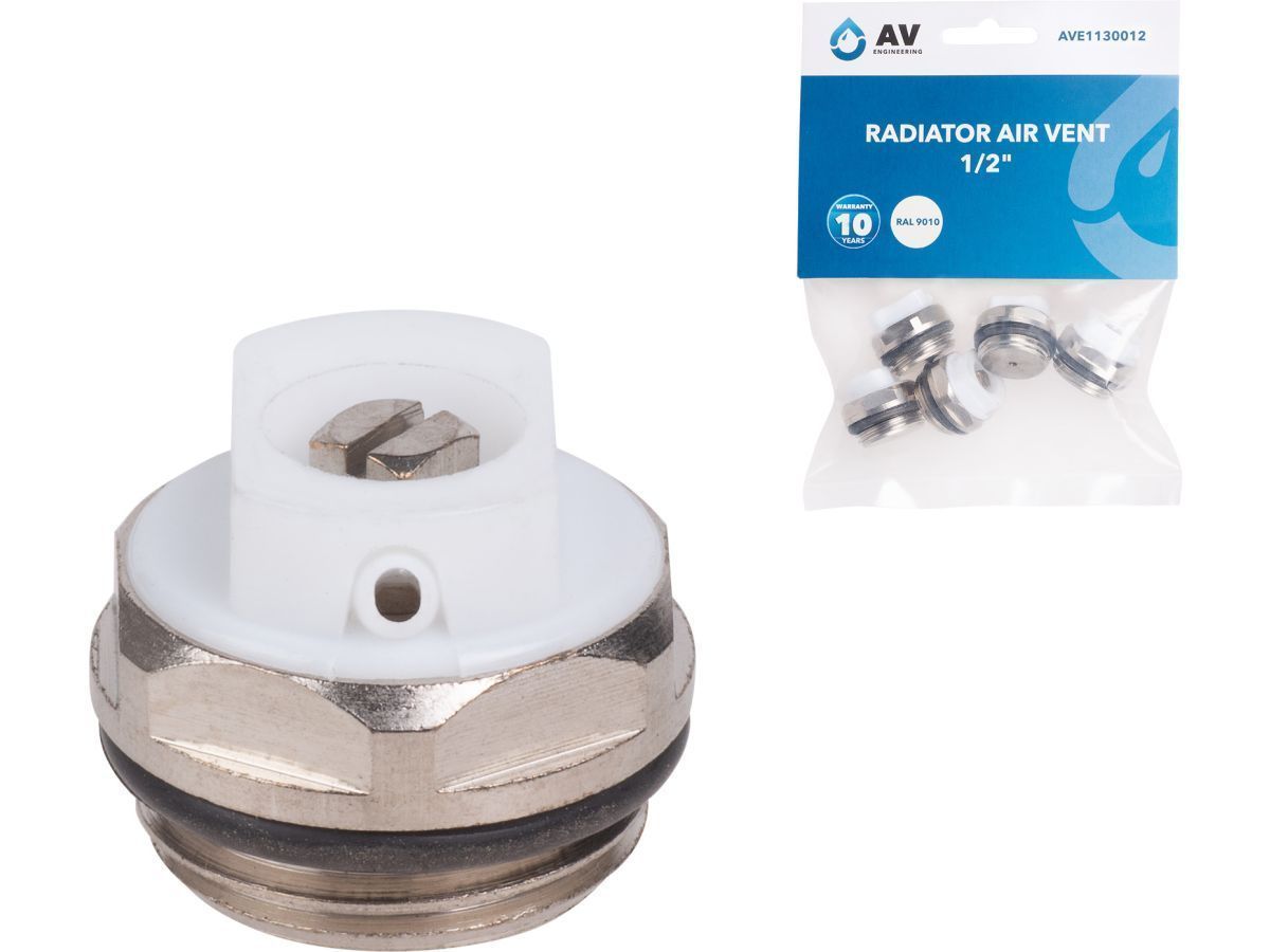 Воздухоотводчик 1/2"  (кран Маевского) для радиатора,(5 шт. инд. упак.)  AV Engineering AVE1130012