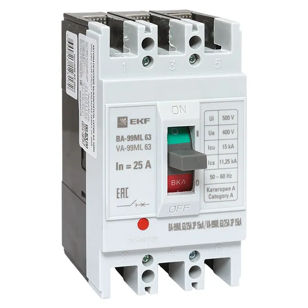 ВА-99МL 63/25А 3P 15кА Basic EKF mccb99-63-25mi