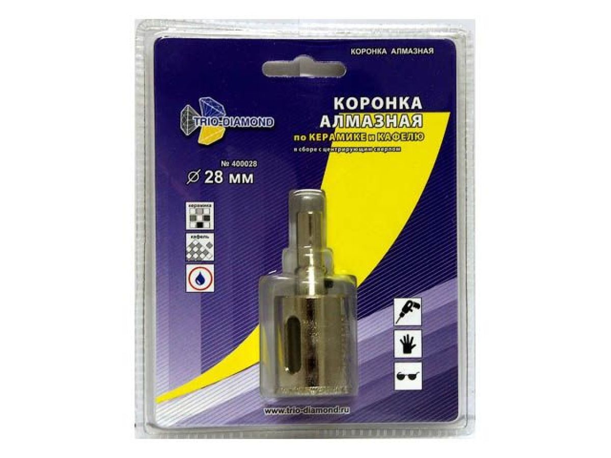 Коронка алмазная  d 28 mm по керамике и кафелю TRIO-DIAMOND 400028