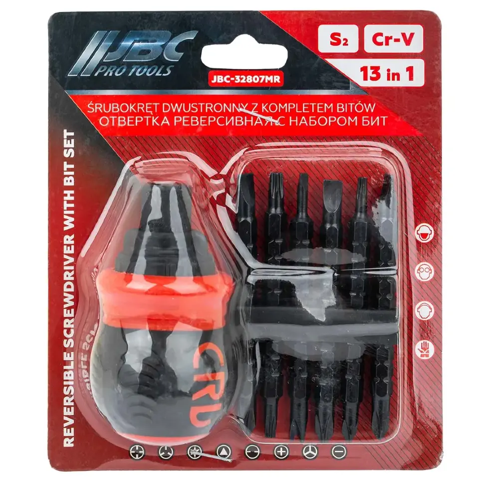 Отвертка реверсивная в комплекте с битами, набор JBC JBC-32807MR