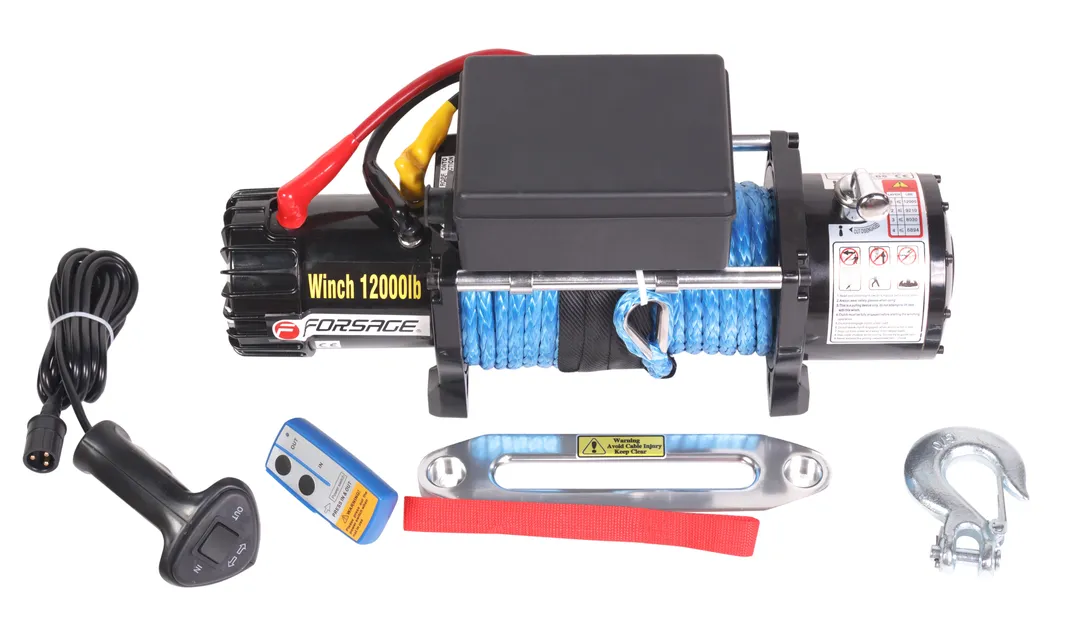 Лебедка автомобильная 5.5т, 12V (нейлоновый трос)  Forsage F-TRH912000N