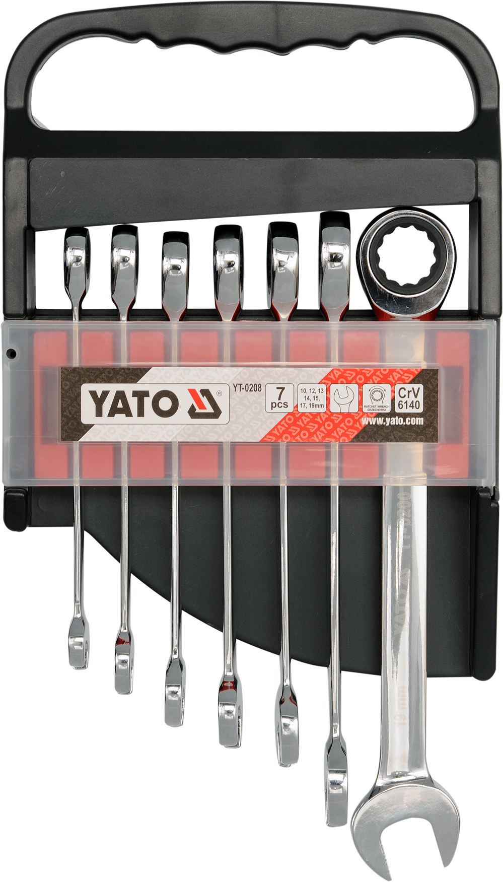 Ключи рожково-накидные с трещоткой (набор 7пр.) CrV  YATO YT-0208