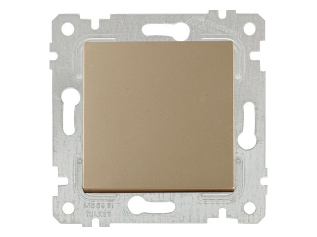 Выключатель 1-клав. (скрытый, без рамки, пруж. зажим) золото, RITA (10 A, 250 V, IP 20)  ...MUTLUSAN 2200 401 0180