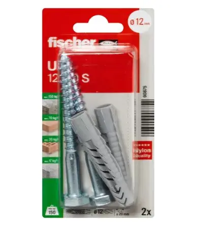 Дюбель универсальный UX 12x70 S с шурупом с шестигр. гол. ( 2шт упак.) Fischer ...FISKARS 90875f