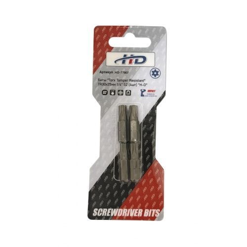 Биты "Torx Tamper Resistant" TR30x25мм 1/4" S2 (4шт)   H-D HD-77907