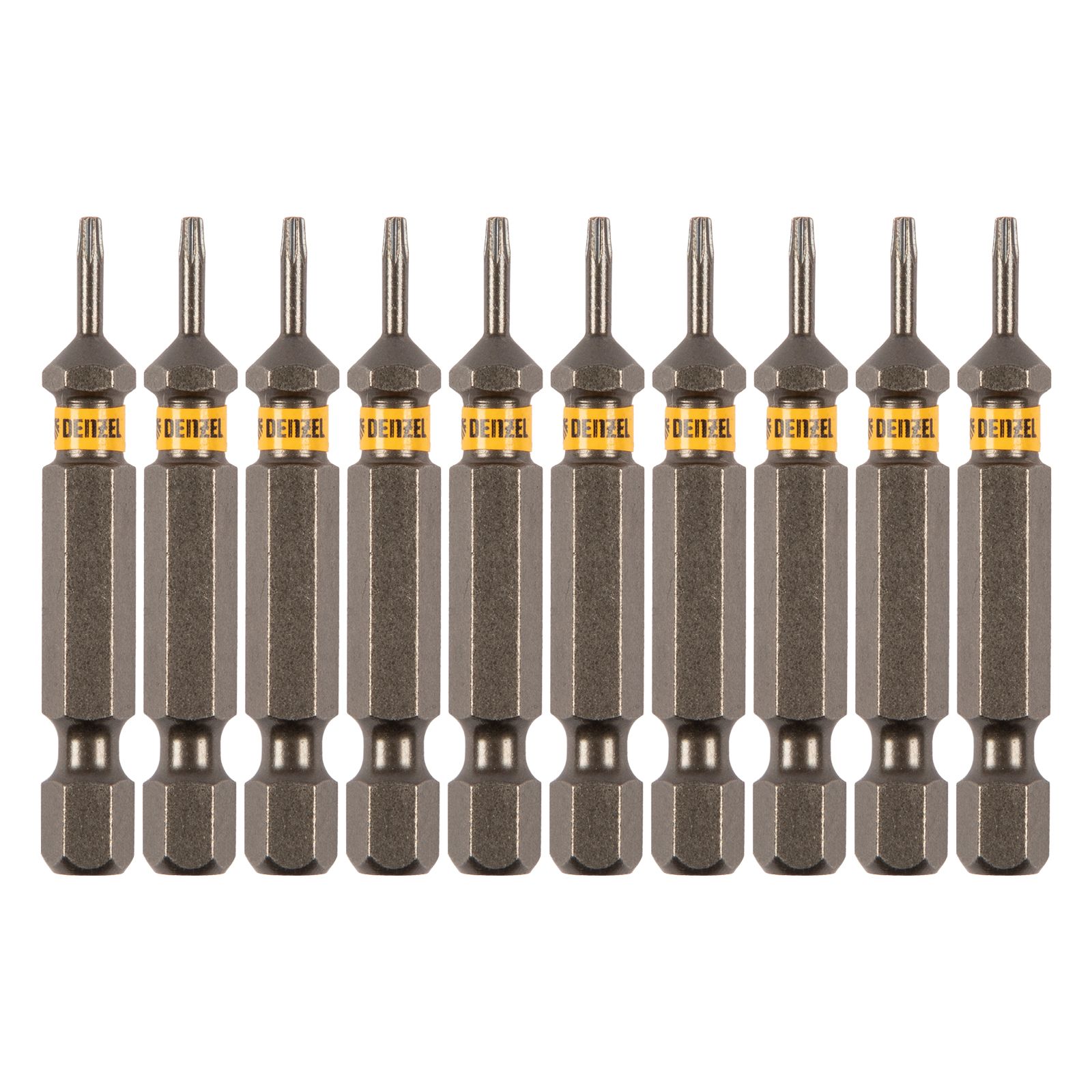 Набор бит TORX 6х50, сталь S2, шестигранный профиль, 10 шт. DENZEL 11665