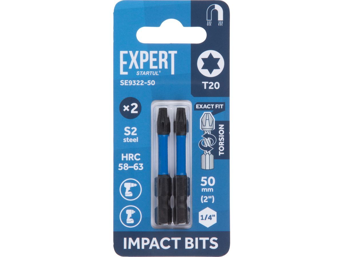 Насадка ударная T20 50мм 2шт EXPERT (SE9322-50) (торсионная бита Impact) STARTUL SE9322-50