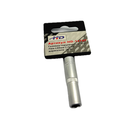 Головка торцевая 1/4" 6гр.  7мм L50мм CrV на держателе  H-D HD-1418P