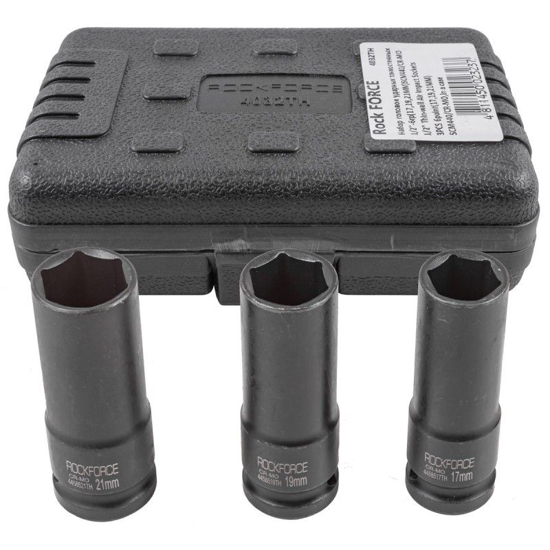 Головки ударные тонкостенные 1/2", 6гр, 3пр. (17-21мм) Rock FORCE RF-4032TH