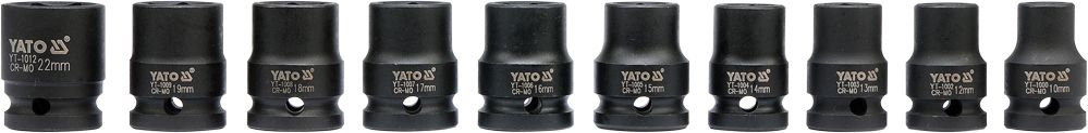 Головки ударные 1/2" (10-22мм) L39mm СrMo (набор 10шт) YATO YT-1025