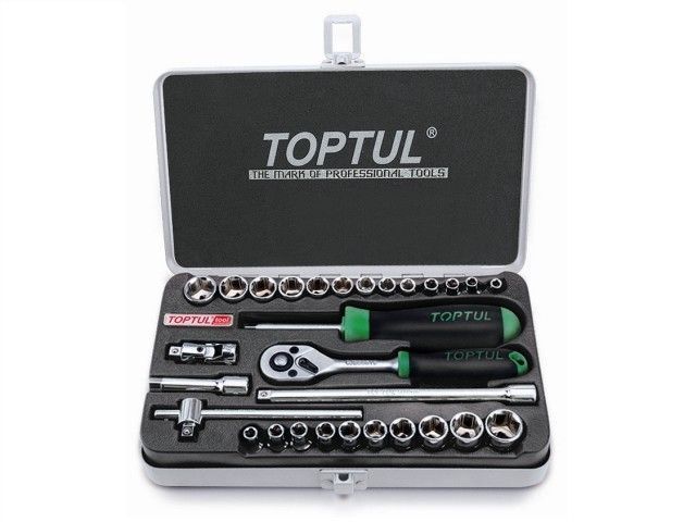 Набор головок 1/4" 4-14мм 3/16"-9/16" 6гр. 29пр. метал.кейс PROLINE Toptul GCAD2902