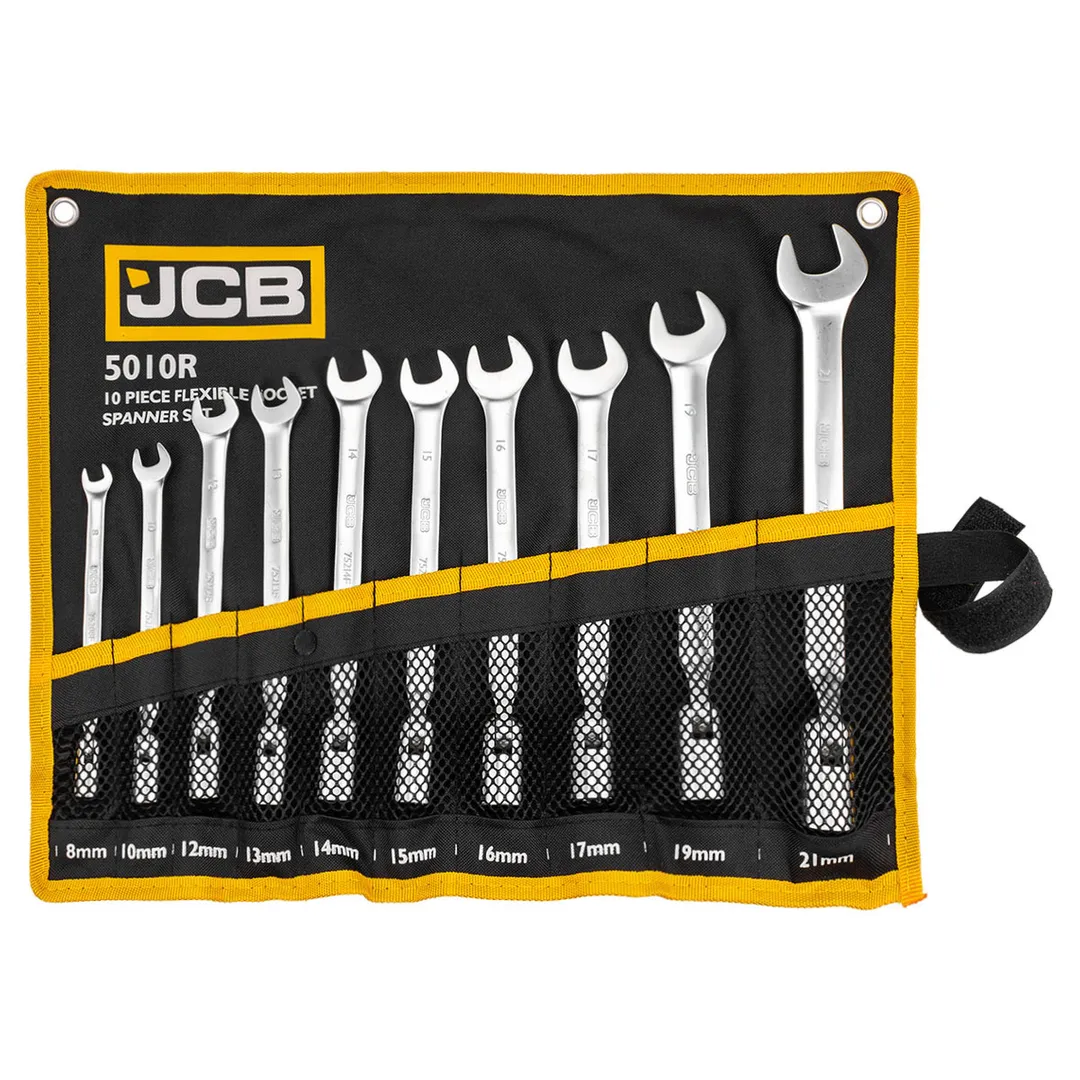 Ключи рожково-шарнирные, набор 10пр. (8, 10, 12-19мм) JCB JCB-5010R