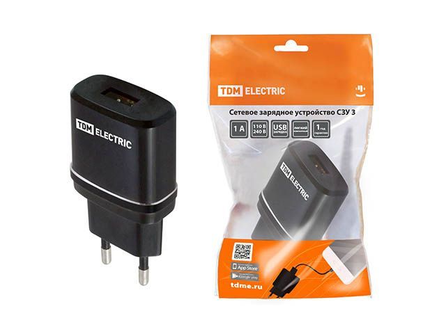 Сетевое зарядное устройство, СЗУ 3, 2.1 А, 1 USB, черный  TDM SQ1810-0011