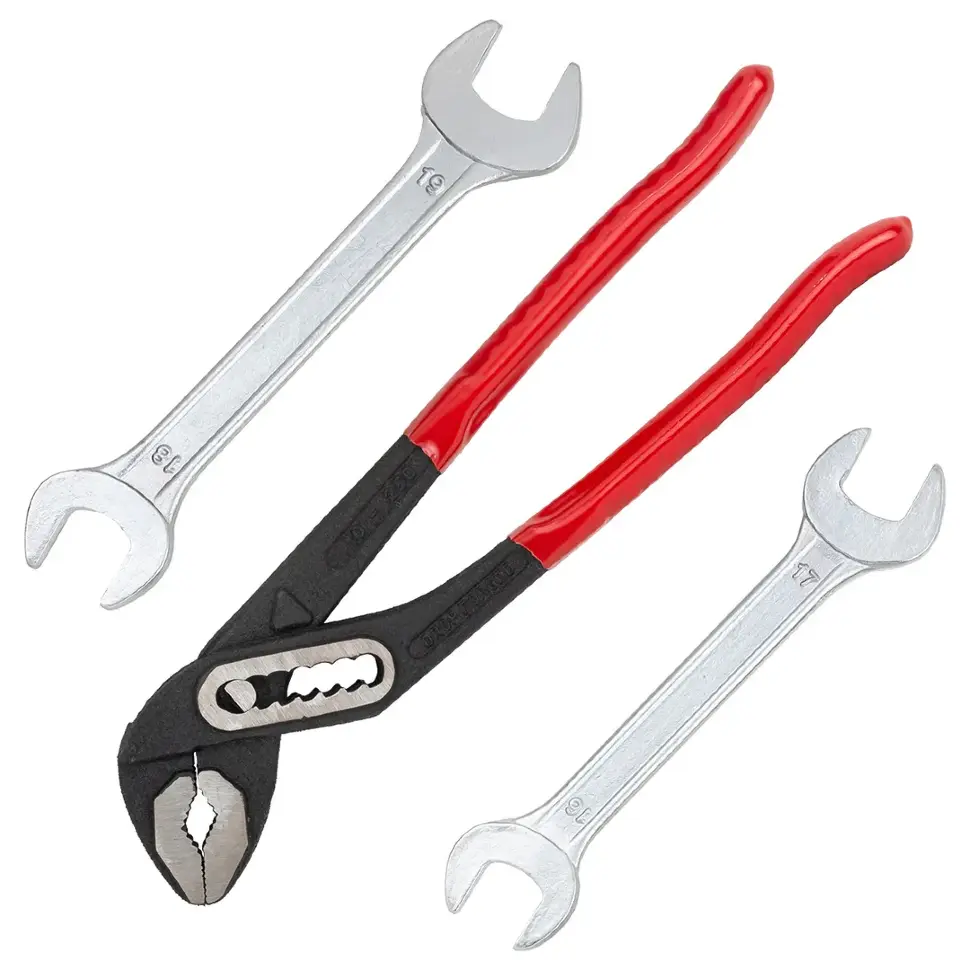 Набор ключей 3пр.(16х17,18х19мм+пассатижи переставные-250мм) WMC TOOLS WMC-10303