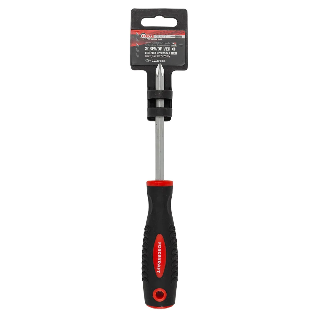 Отвертка крестовая магнитная "Profi" S2 PH2.0х100мм, FORCEKRAFT FK-70120100