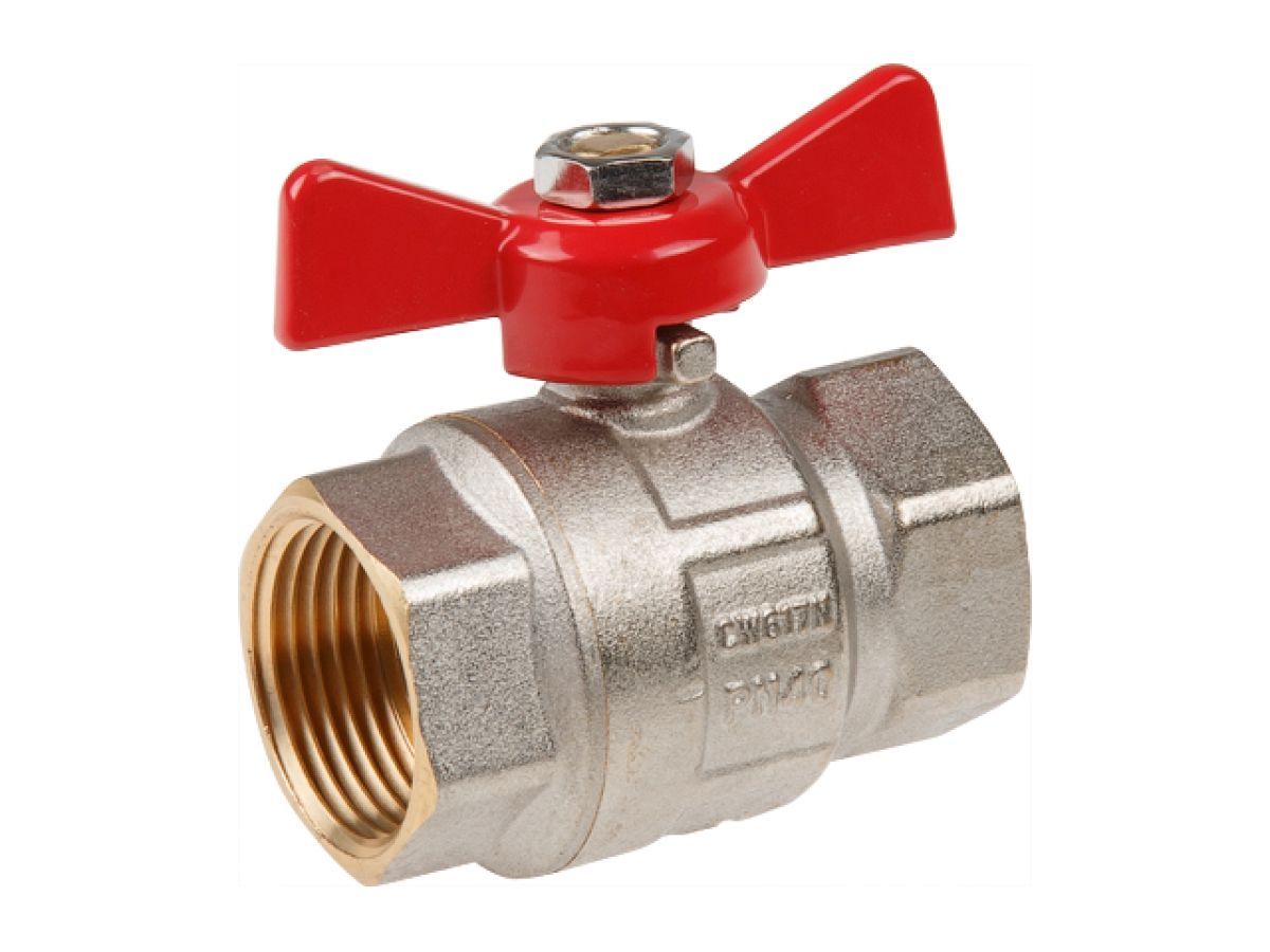 Кран шаровый 1" внутренняя-внутренняя резьба бабочка PN40 AV Engineering AVE092001