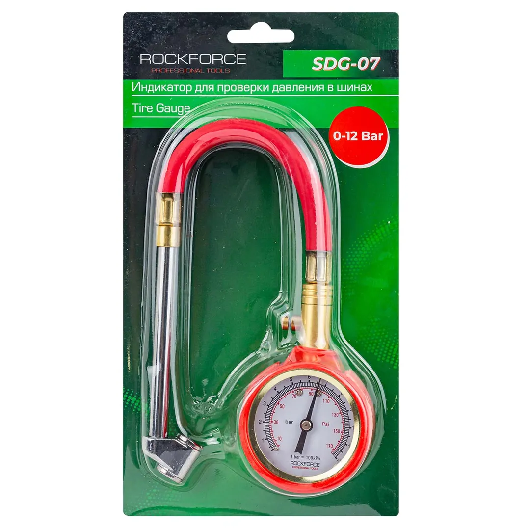 Индикатор для проверки давления в шинах грузовых А/М (0-12 Bar) RockFORCE RF-SDG-07
