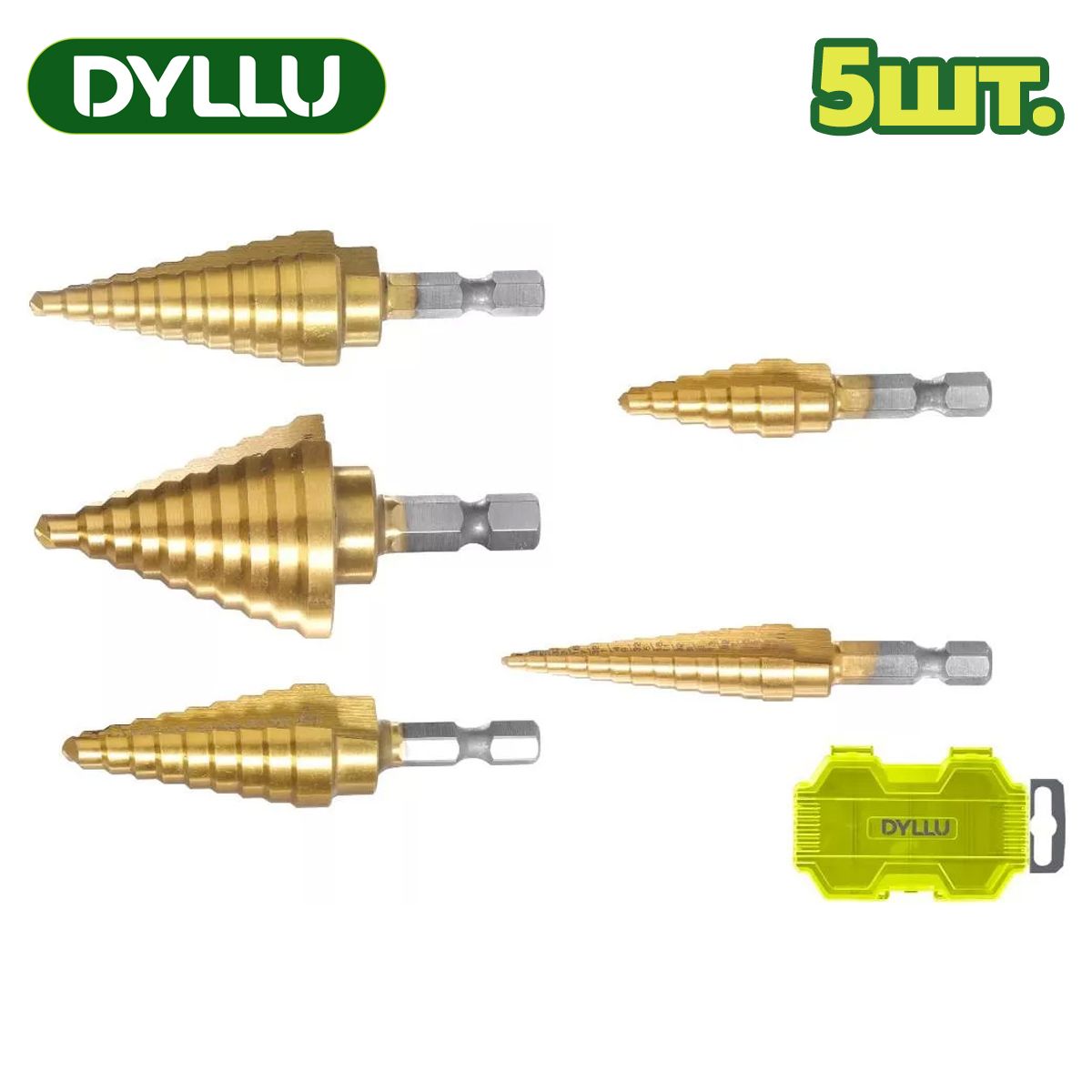 Набор сверл ступенчатых 4-12/4-12/6-18/4-22/6-35 (5 шт)  DYLLU DTJD3405