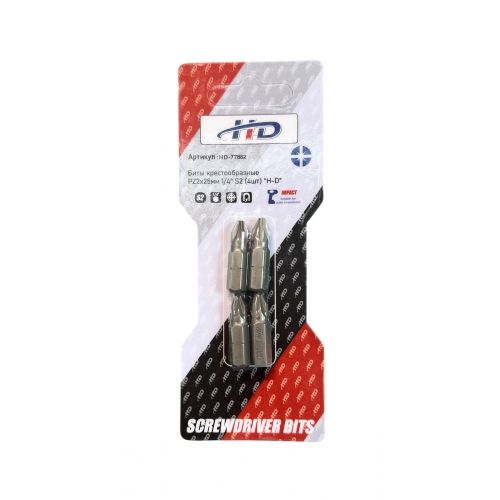 Биты крестообразные PZ2х25мм 1/4" S2 (4шт)  H-D HD-77882