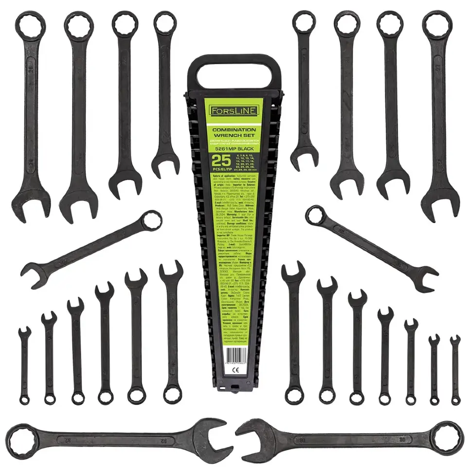 Набор ключей комбинированных 25пр. (6-28, 30, 32мм),в пластиковом держателе ForsLine FL-5261MP BLACK