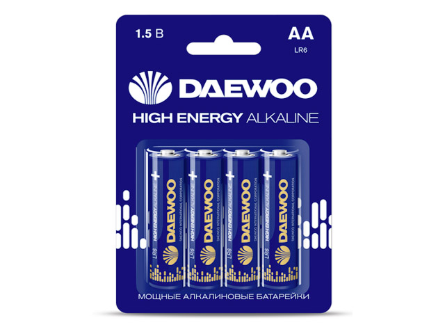 Батарейка AA LR6 1.5V alkaline BL-4шт HIGH ENERGY  DAEWOO 5030329