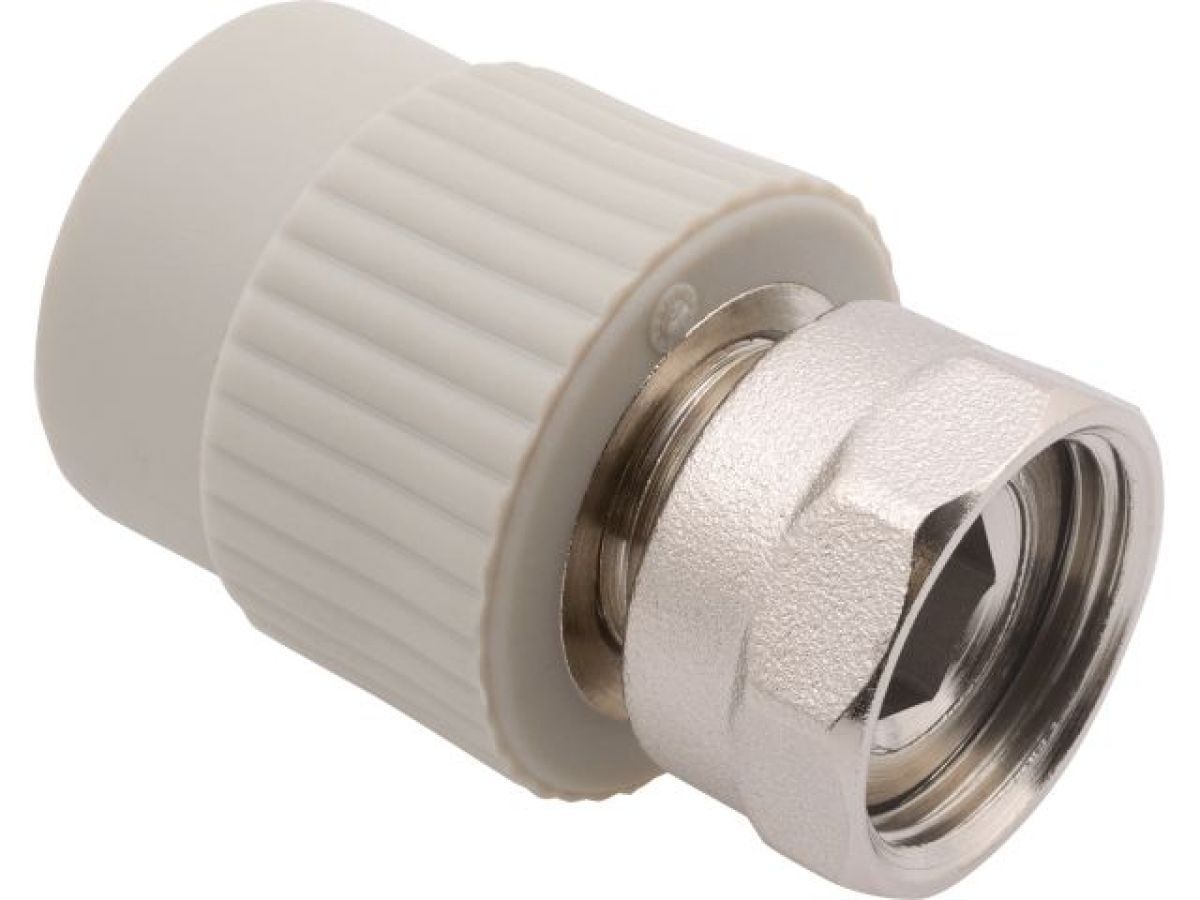 Муфта ПП с накидной гайкой 20x1/2" сер. FV Plast AA223020012