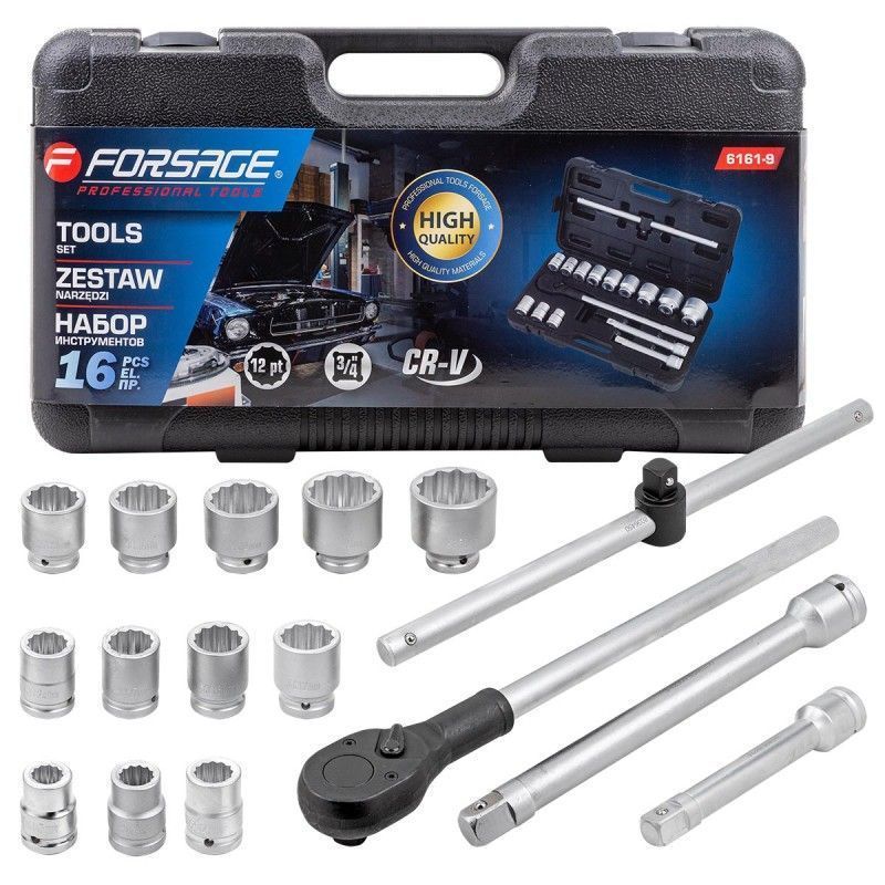 3/4" Набор инструментов 16пр.(12гр.)(17 - 50мм)  Forsage F-6161-9