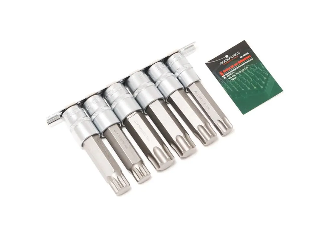 Набор головок-бит1,2", Spline, Torx, 6 пр, на планке Rock FORCE RF-40918L