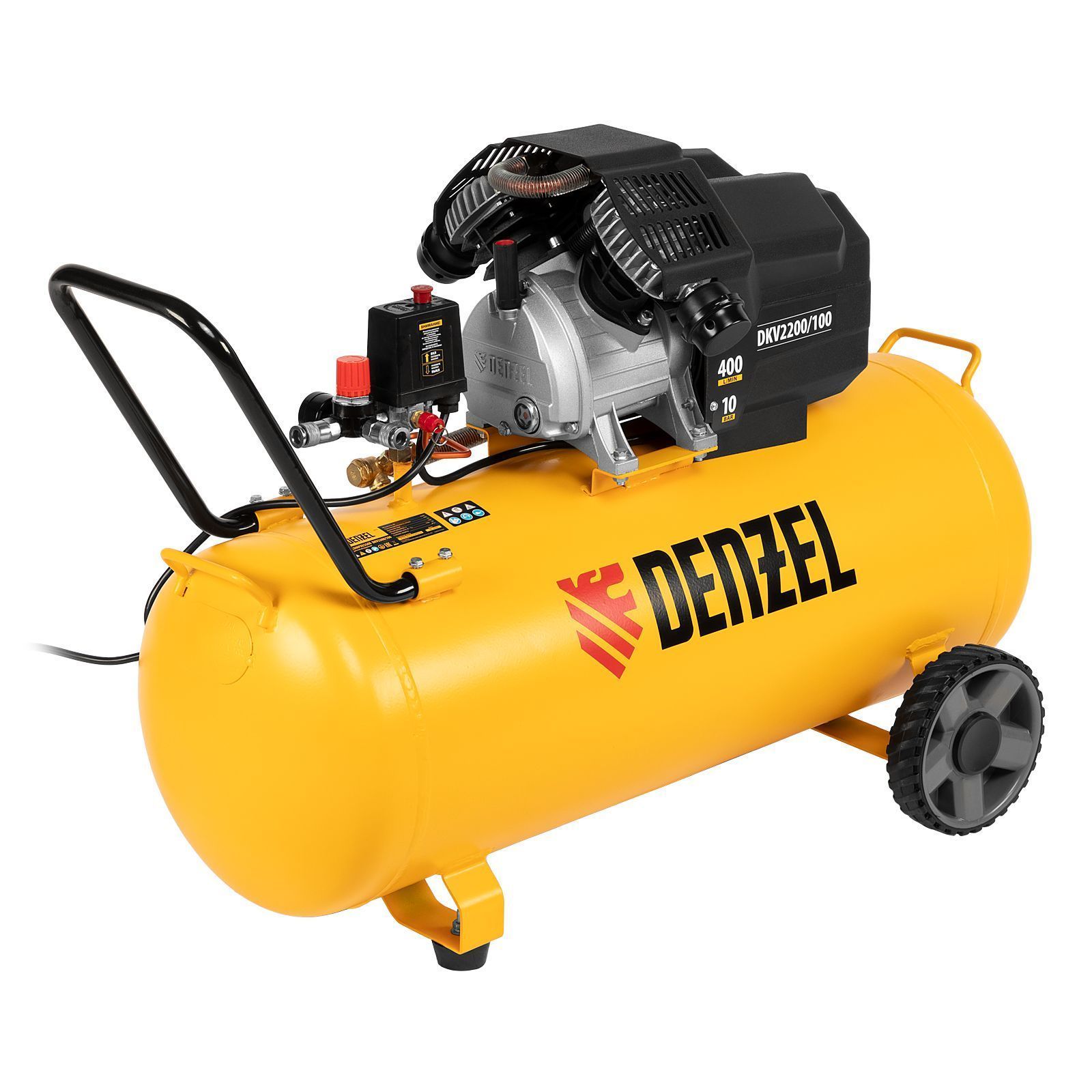 Компрессор воздушный DKV2200/100,Х-PRO 2.2 кВт, 400 л/мин, 100л DENZEL 58079