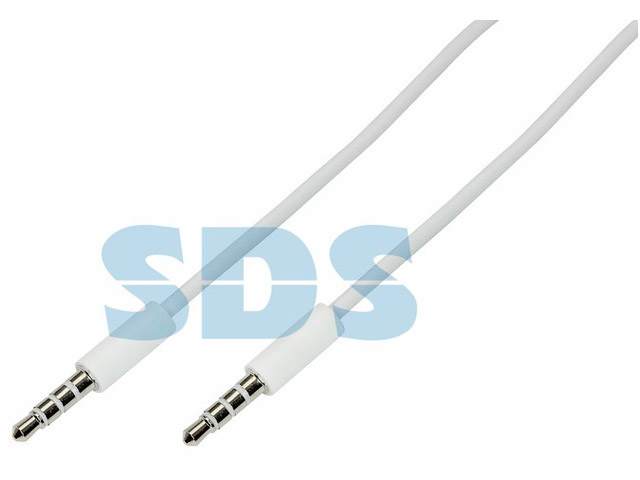 Аудио кабель 3.5 mm штекер-штекер 0.5М белый  REXANT 18-1105