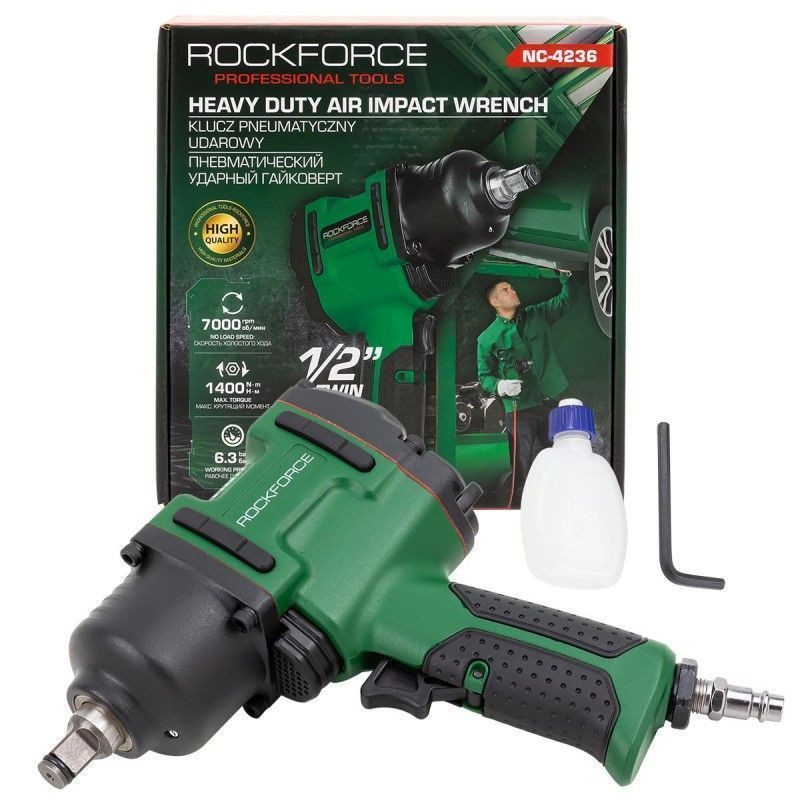 Гайковерт пневматический ударный 1/2'',1400Нм, 7000 об.мин, Rock FORCE RF-NC-4236