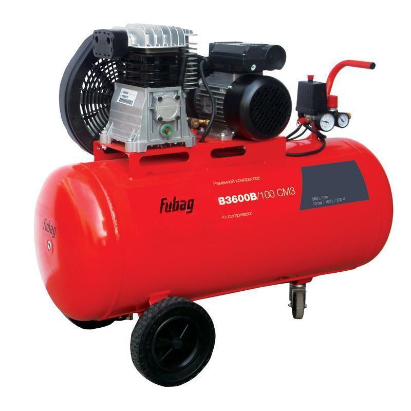 Компрессор масляный ременной, 100 л, 2,2 кВт,  220В/50Гц,  FUBAG B3600B/100 CM3