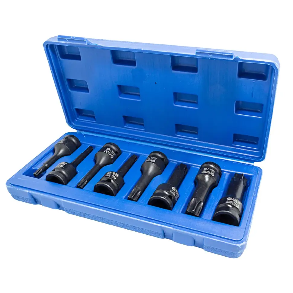 Набор головок-бит TORX ударных 8пр. 1/2" (T30, Т40, Т45, Т50, Т55, Т60, Т70, 80), в кейсе Forsage F-4088MPB