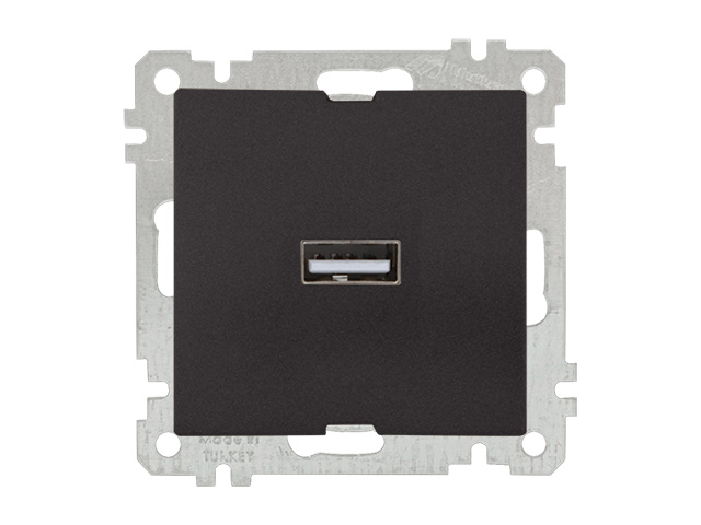 Розетка одноместная USB (скрытой установки, без рамки) черная, DARIA  ...MUTLUSAN 2100 448 0184