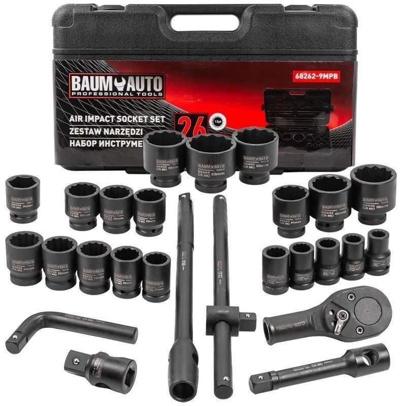 Набор инструментов ударных 26пр., 3/4" 12гр. (17-50мм) Baum Auto BM-68262-9MPB