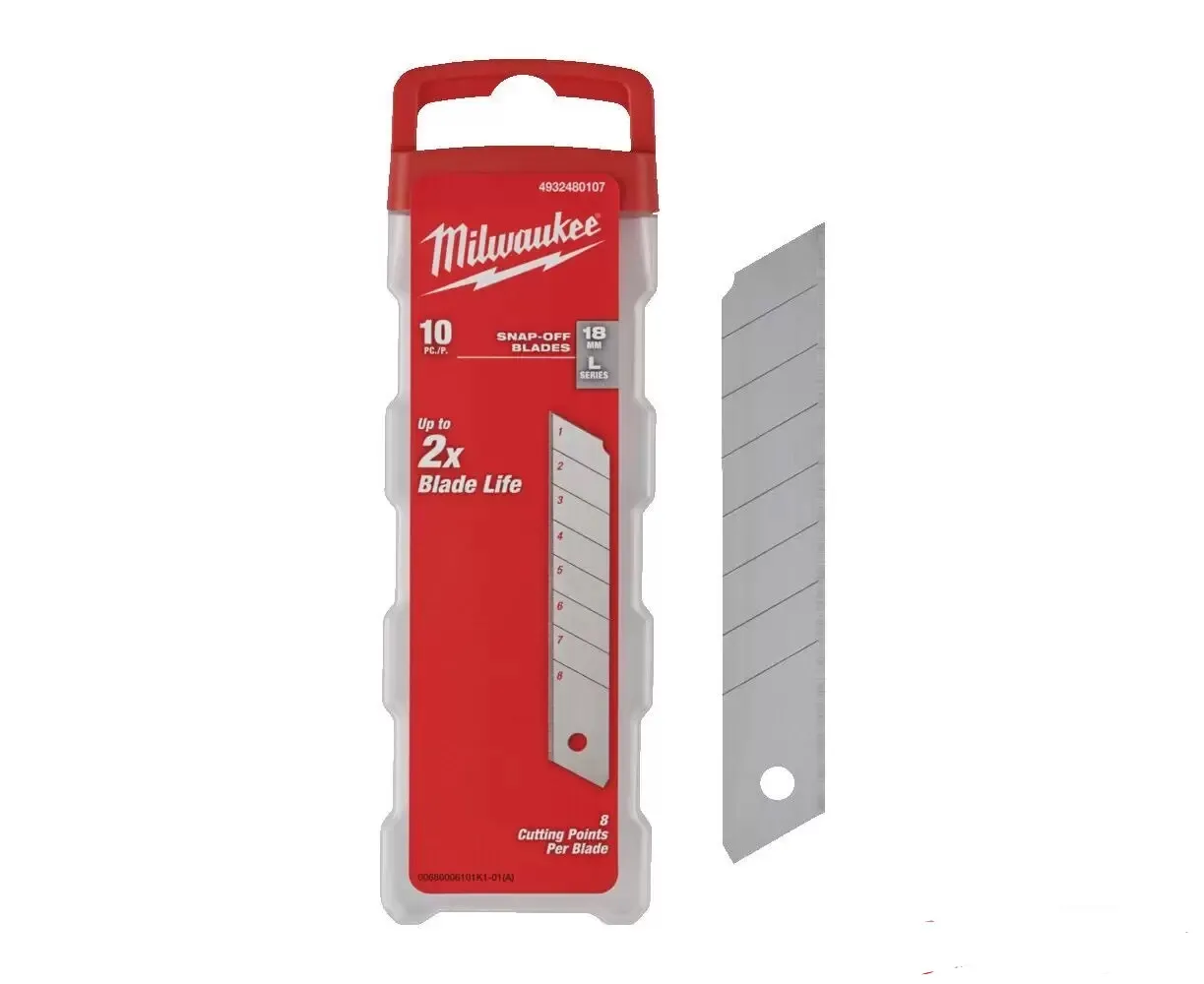Лезвия сменные к ножу 18 мм (10 шт / сегментированные / NEW), MILWAUKEE 4932480107